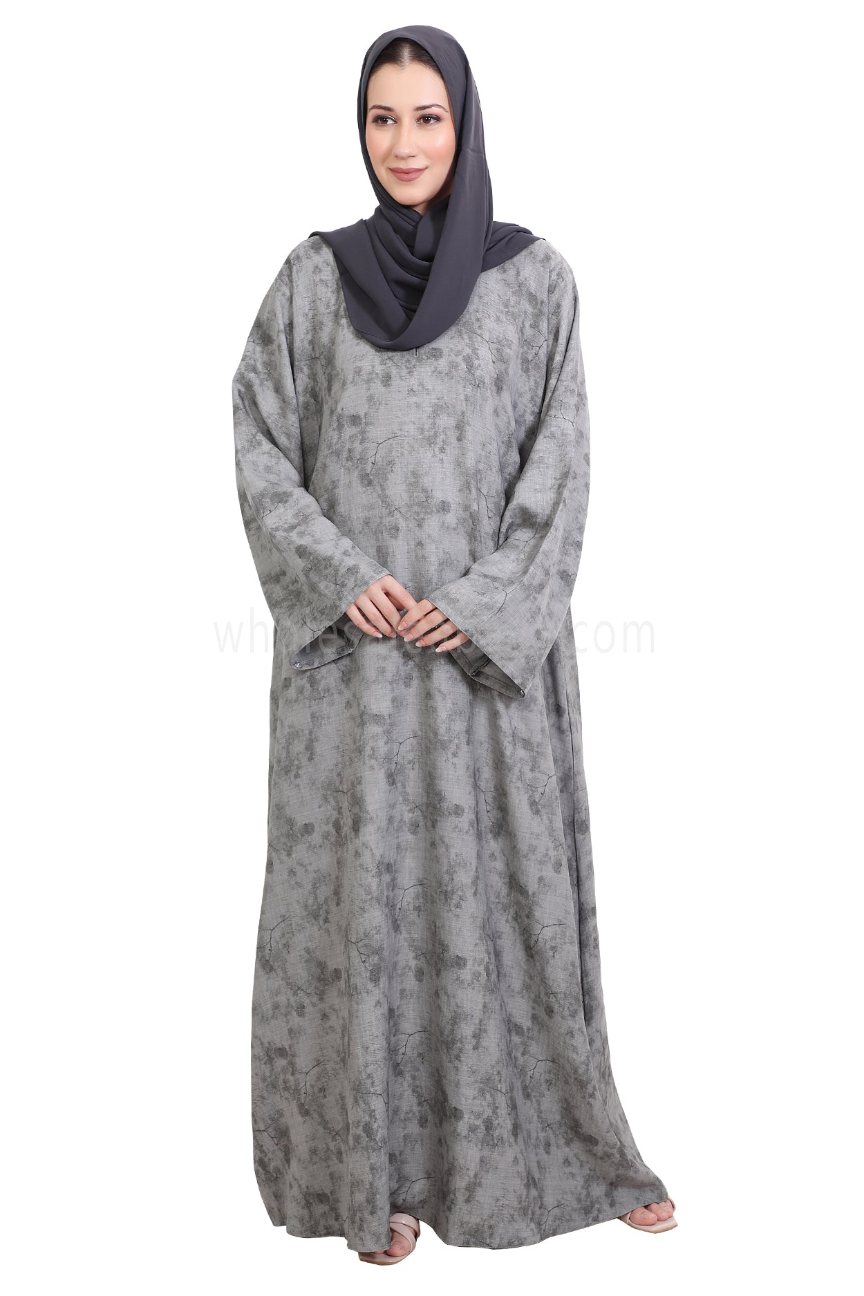 Linen Foil Jacquard Closed Abaya