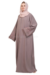 Open Abaya With Embroidered Sleeves 30501