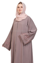Open Abaya With Embroidered Sleeves 30501