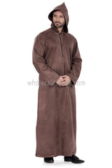Premium Suede Hooded Thoube Brown