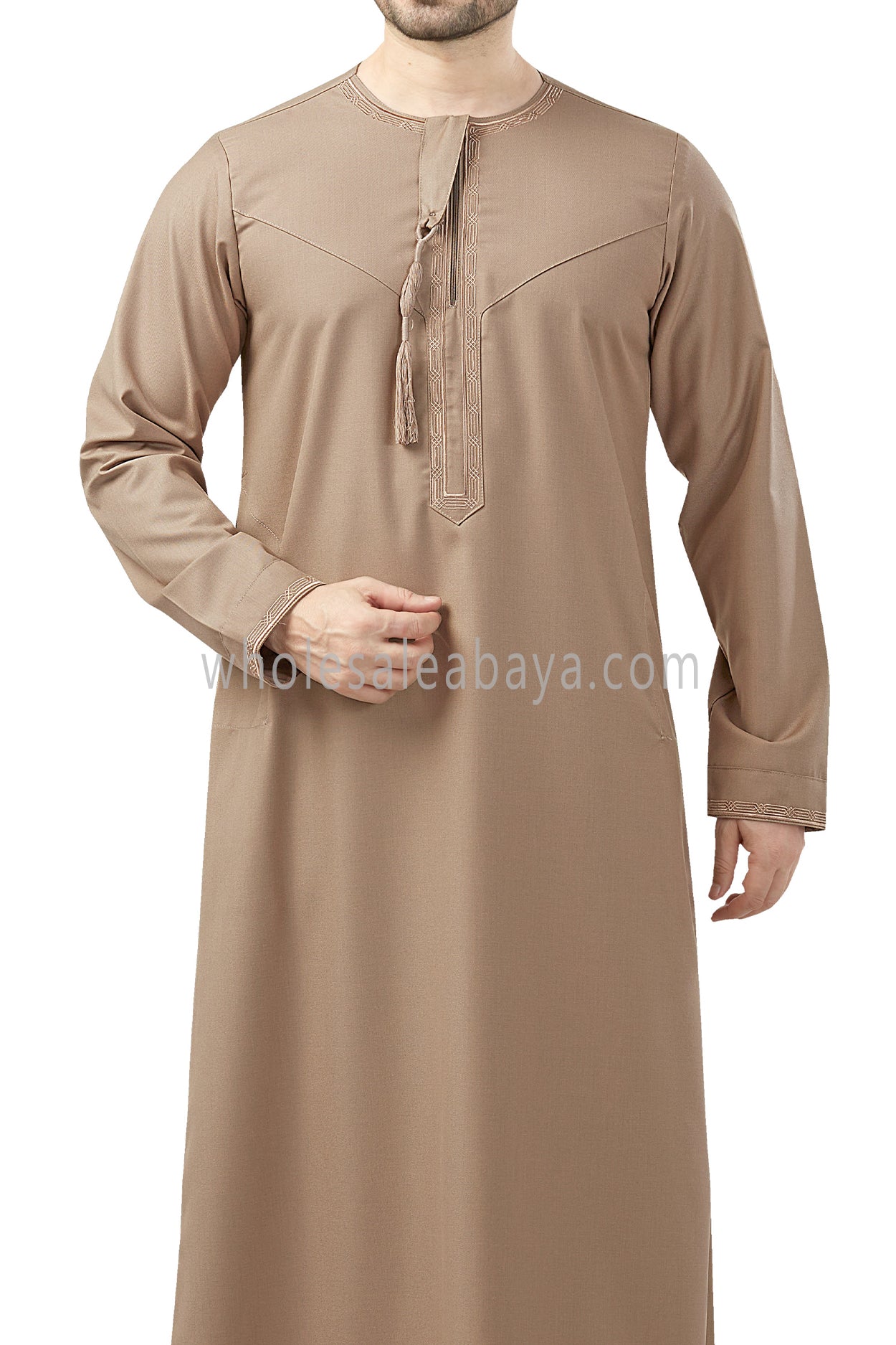 Premium Embroidered Omani Tassel Caramel Brown