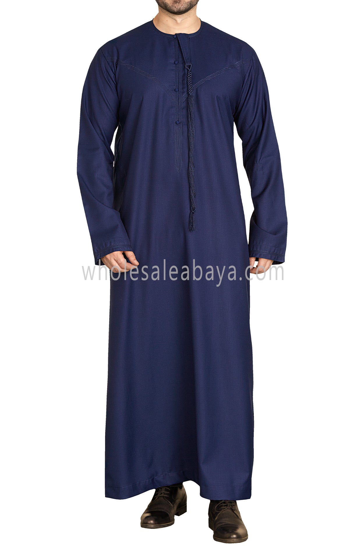 Men's Premium Emirati Thoube  With Buttons & Tassel Ink Blue