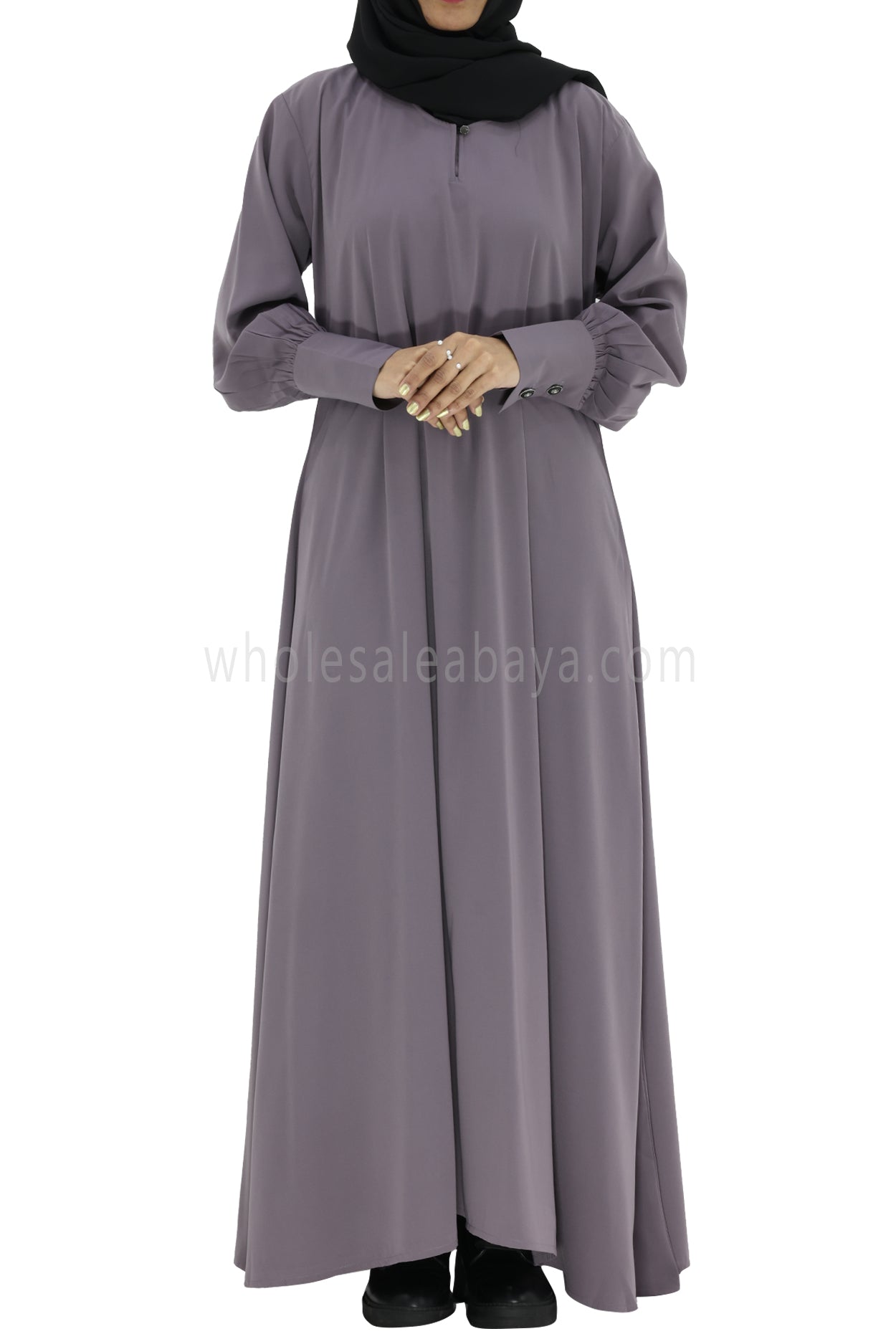 Women's Umbrella Abaya with Cuffed Sleeves Mauve