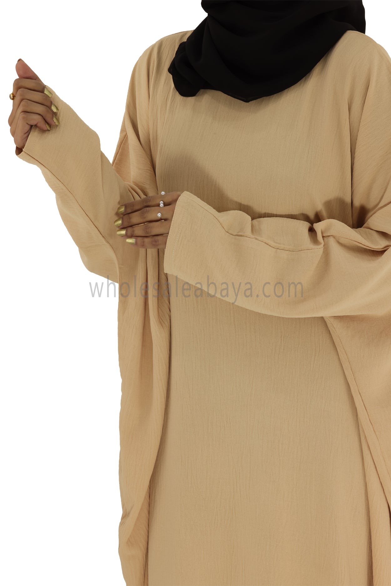 Plain Closed Butterfly Abaya With Inner Belt CY Crepe