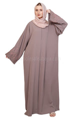 Open Abaya With Embroidered Sleeves 30501