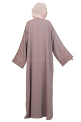 Open Abaya With Embroidered Sleeves 30501