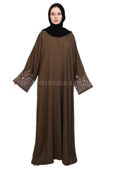 Open Abaya With Embroidered Sleeves 30501