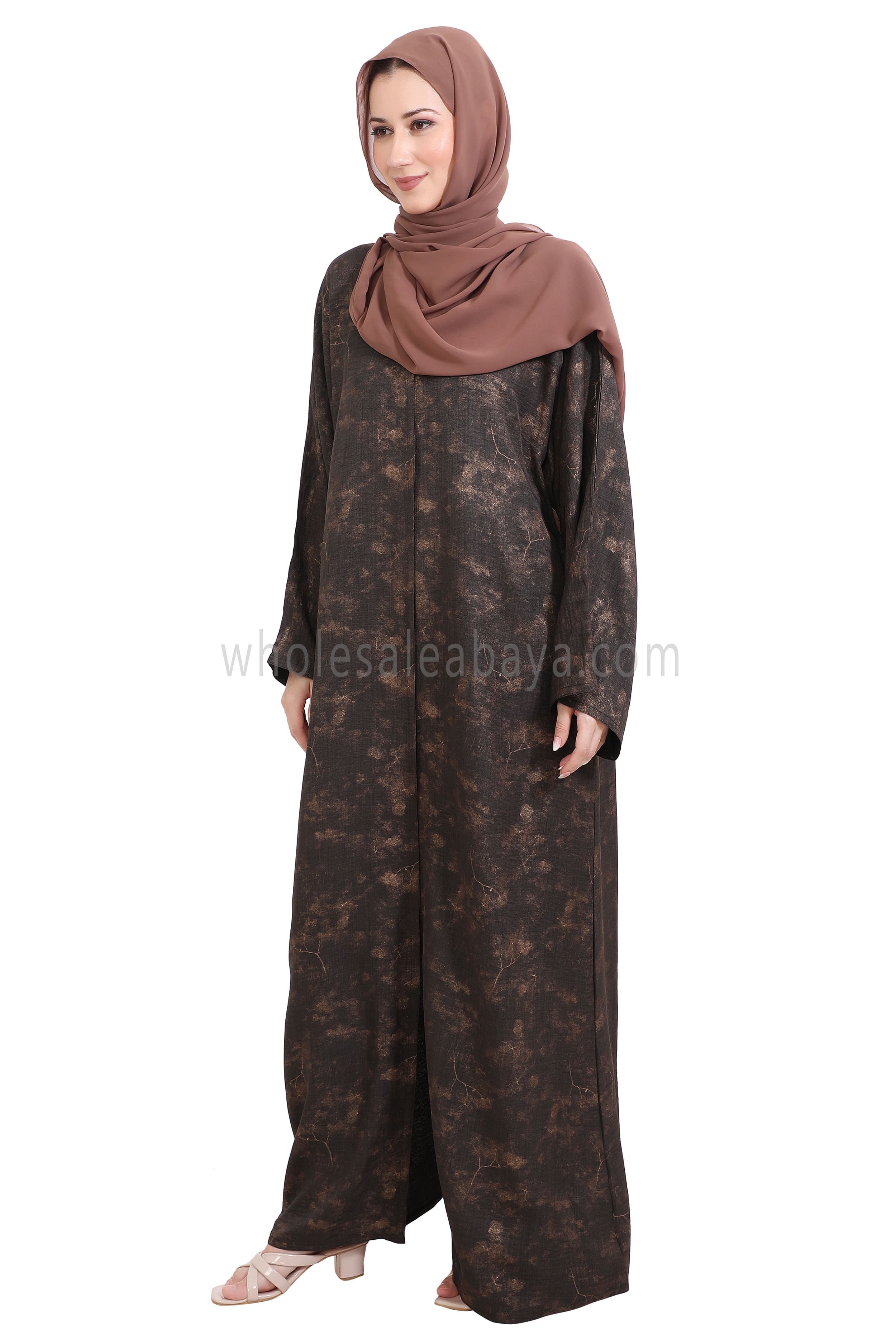Linen Foil Jacquard Closed Abaya