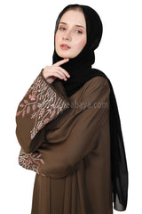 Open Abaya With Embroidered Sleeves 30501