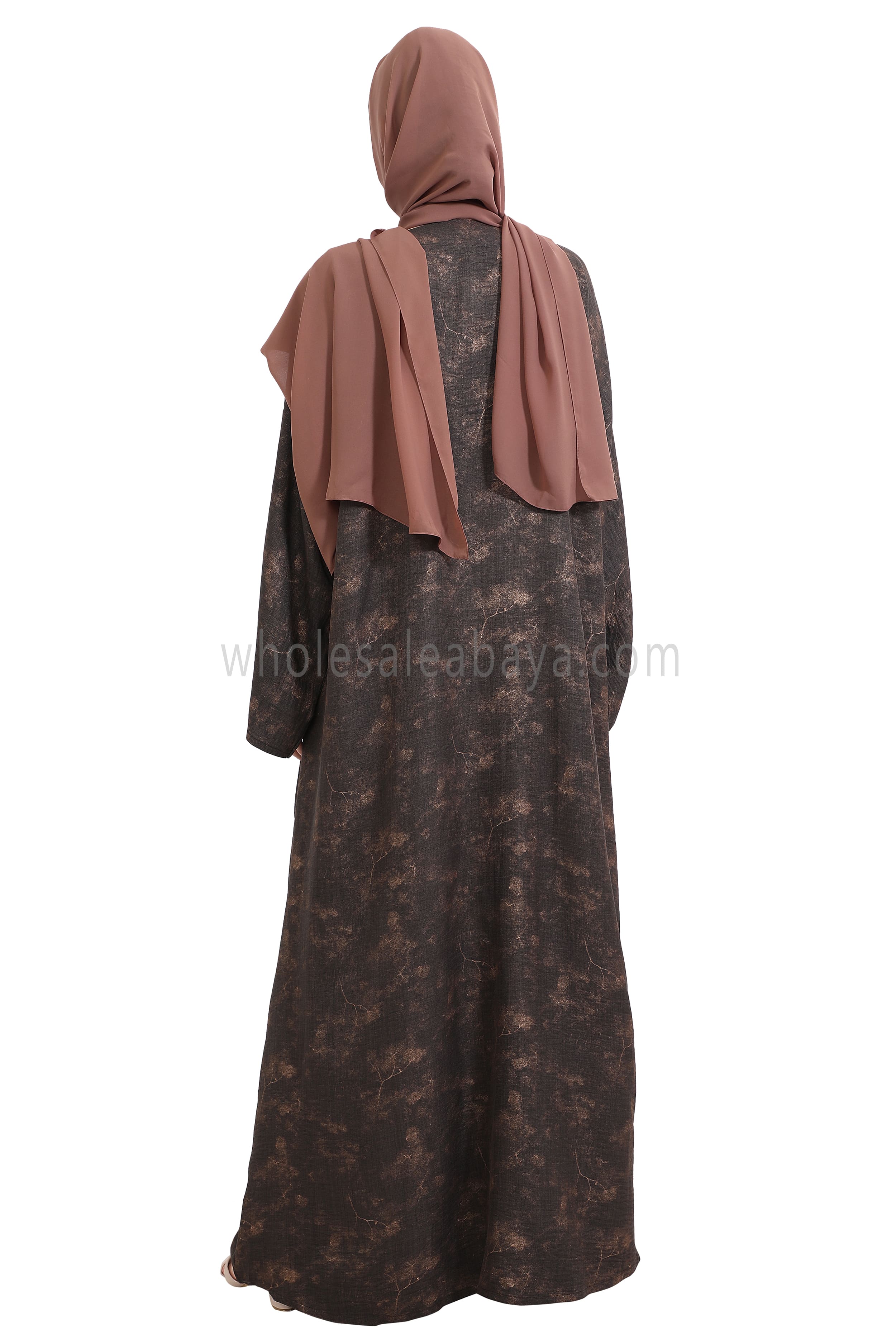 Linen Foil Jacquard Open Abaya