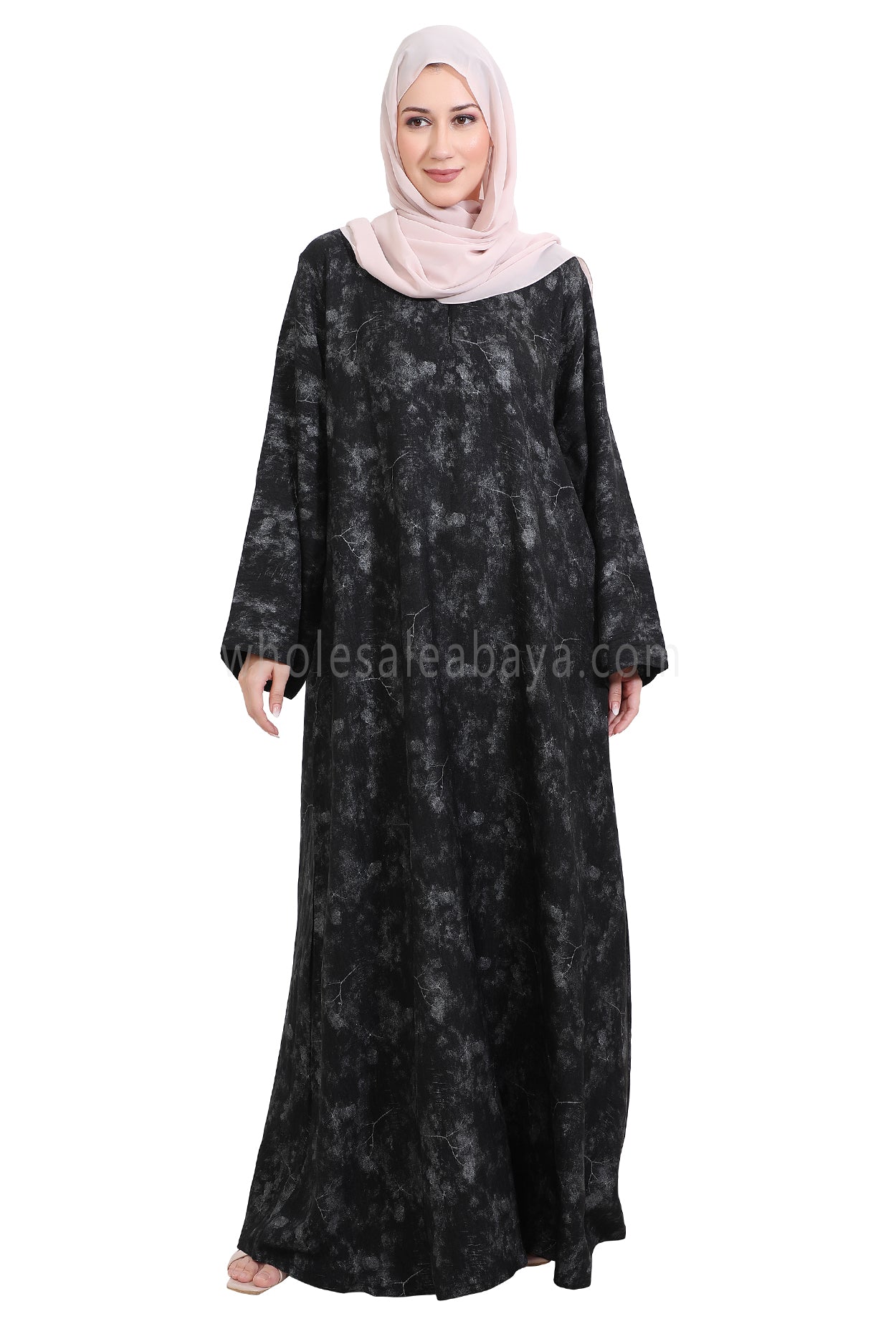 Linen Foil Jacquard Closed Abaya