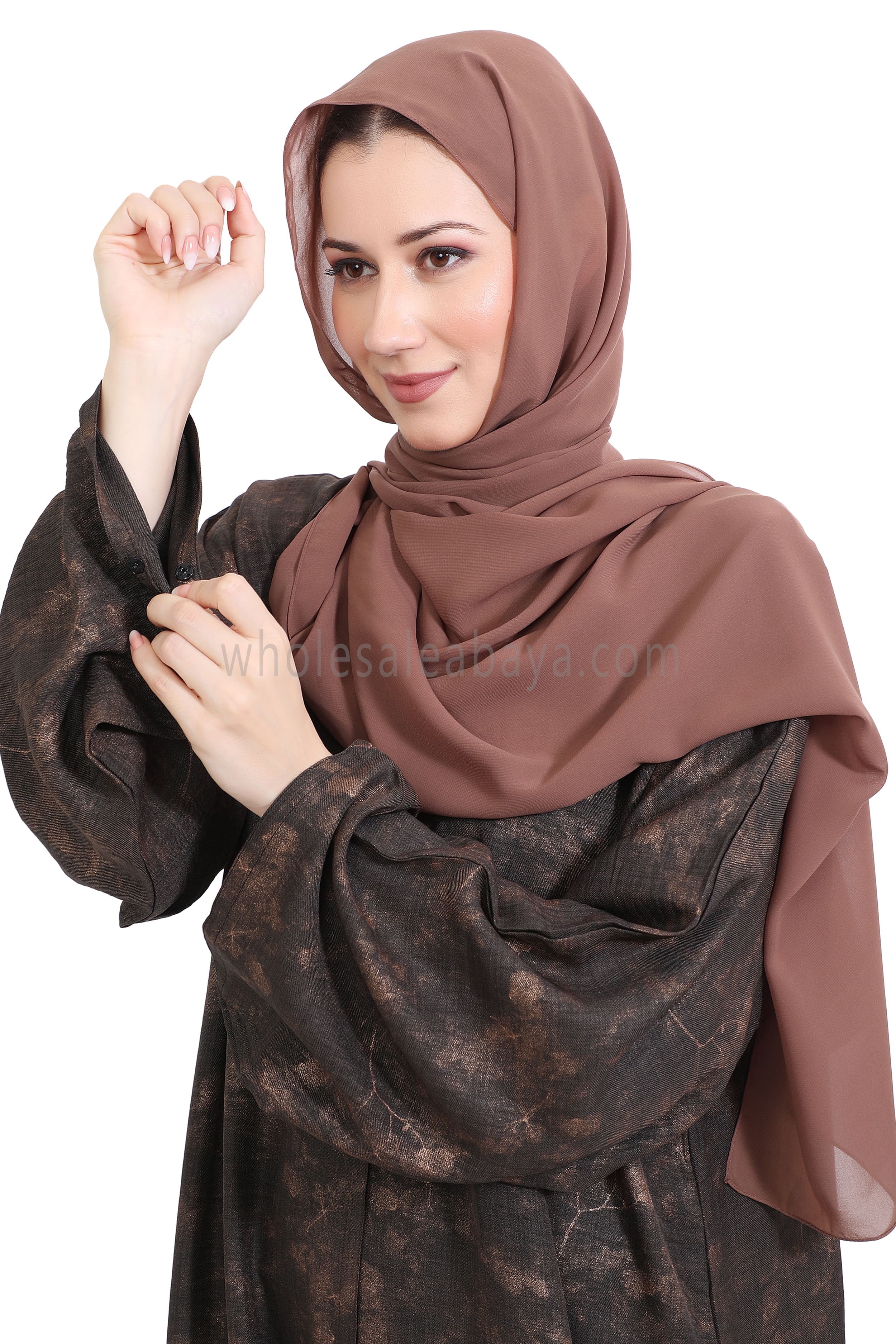 Linen Foil Jacquard Open Abaya
