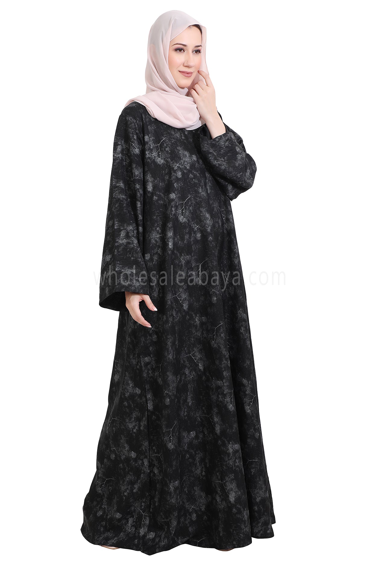 Linen Foil Jacquard Closed Abaya