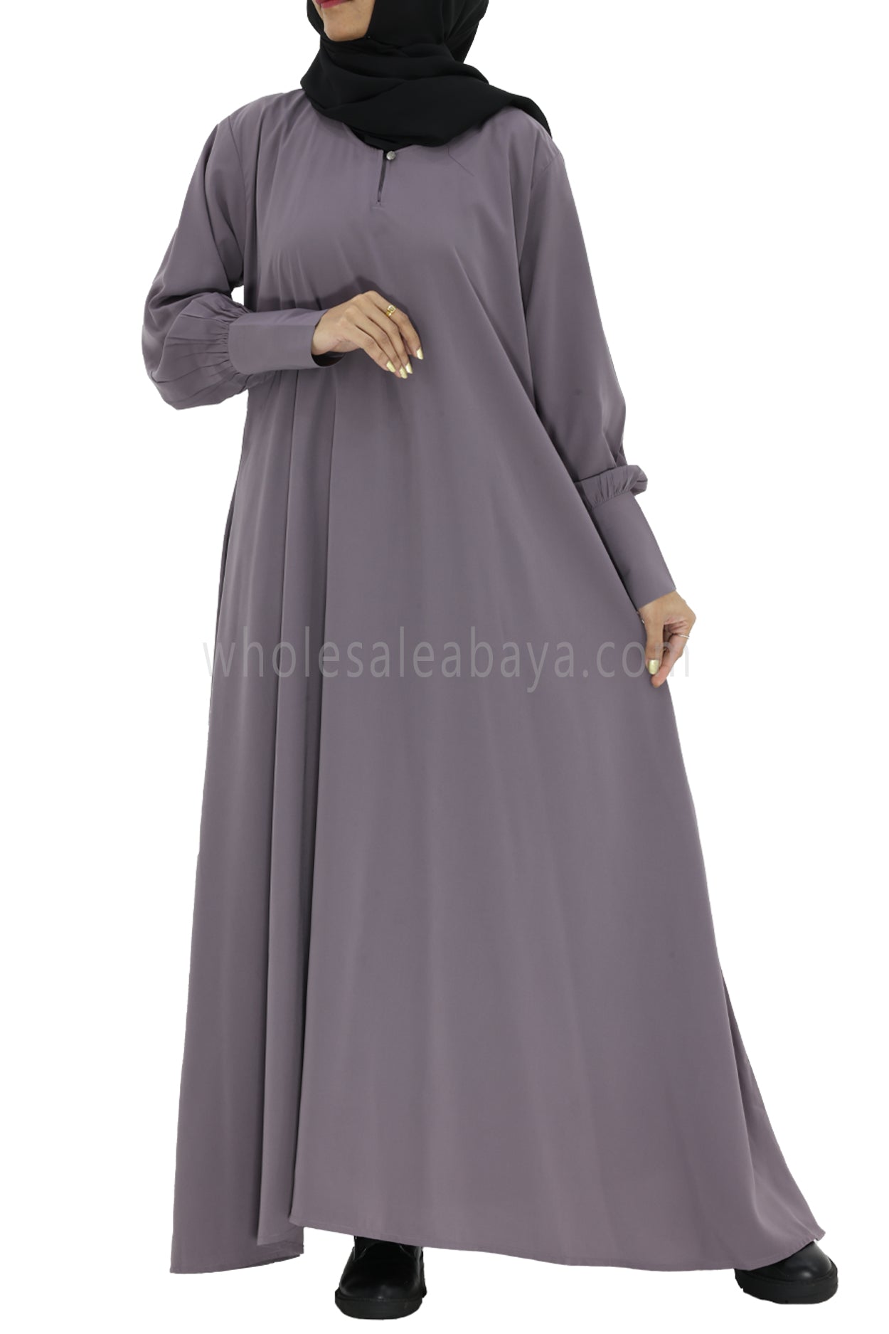 Women's Umbrella Abaya with Cuffed Sleeves Mauve
