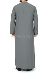 Men's Premium Emirati Thoube  With Buttons & Tassel Mint Grey