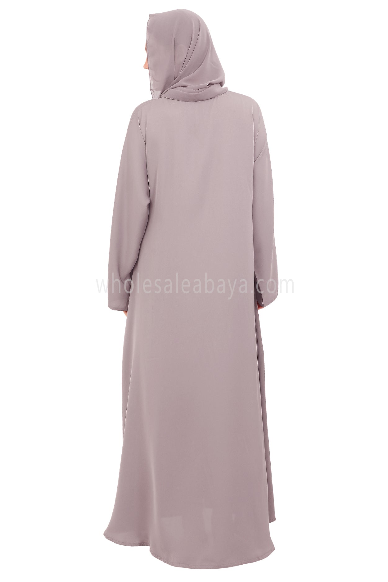 Plain Straight Cut Nida Abaya 30076 Lilac Grey