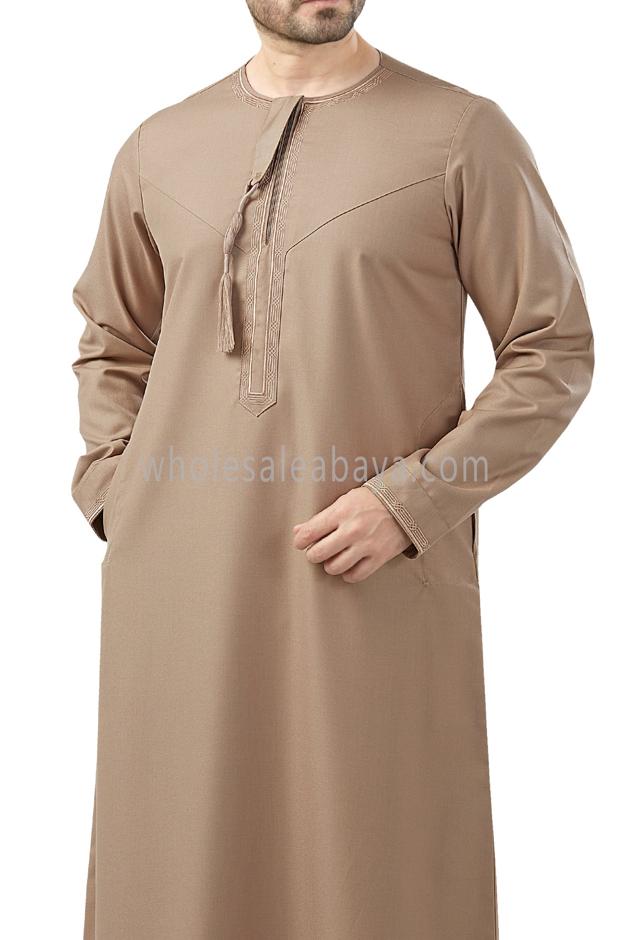 Premium Embroidered Omani Tassel Caramel Brown