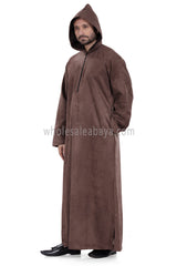 Premium Suede Hooded Thoube Brown