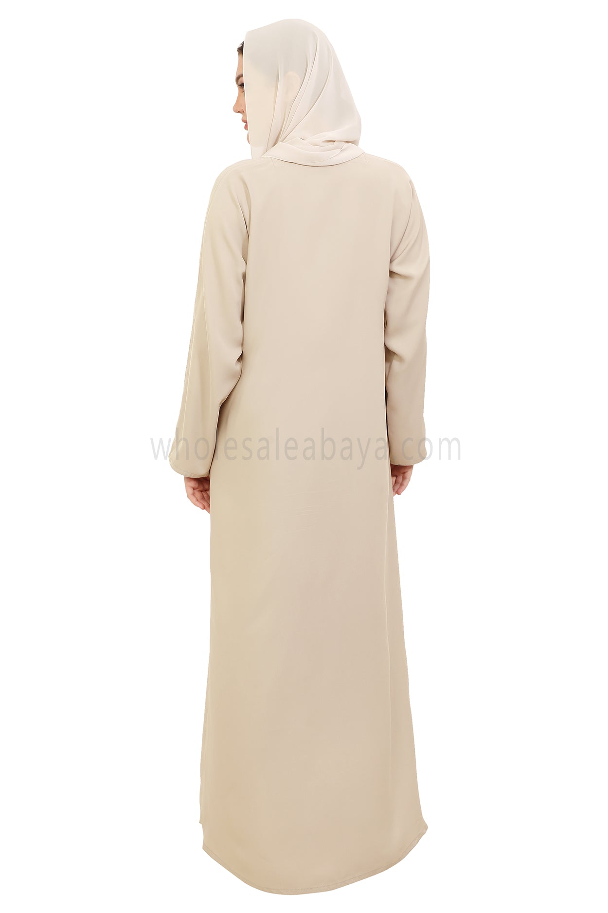 Plain Straight Cut Nida Abaya 30076 Ivory