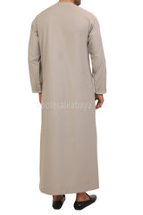 Men's Embroidered Omani Thoube With Tassel 90074 Pink Beige