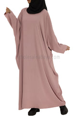 Plain Closed Butterfly Abaya With Inner Belt CY Crepe Pink