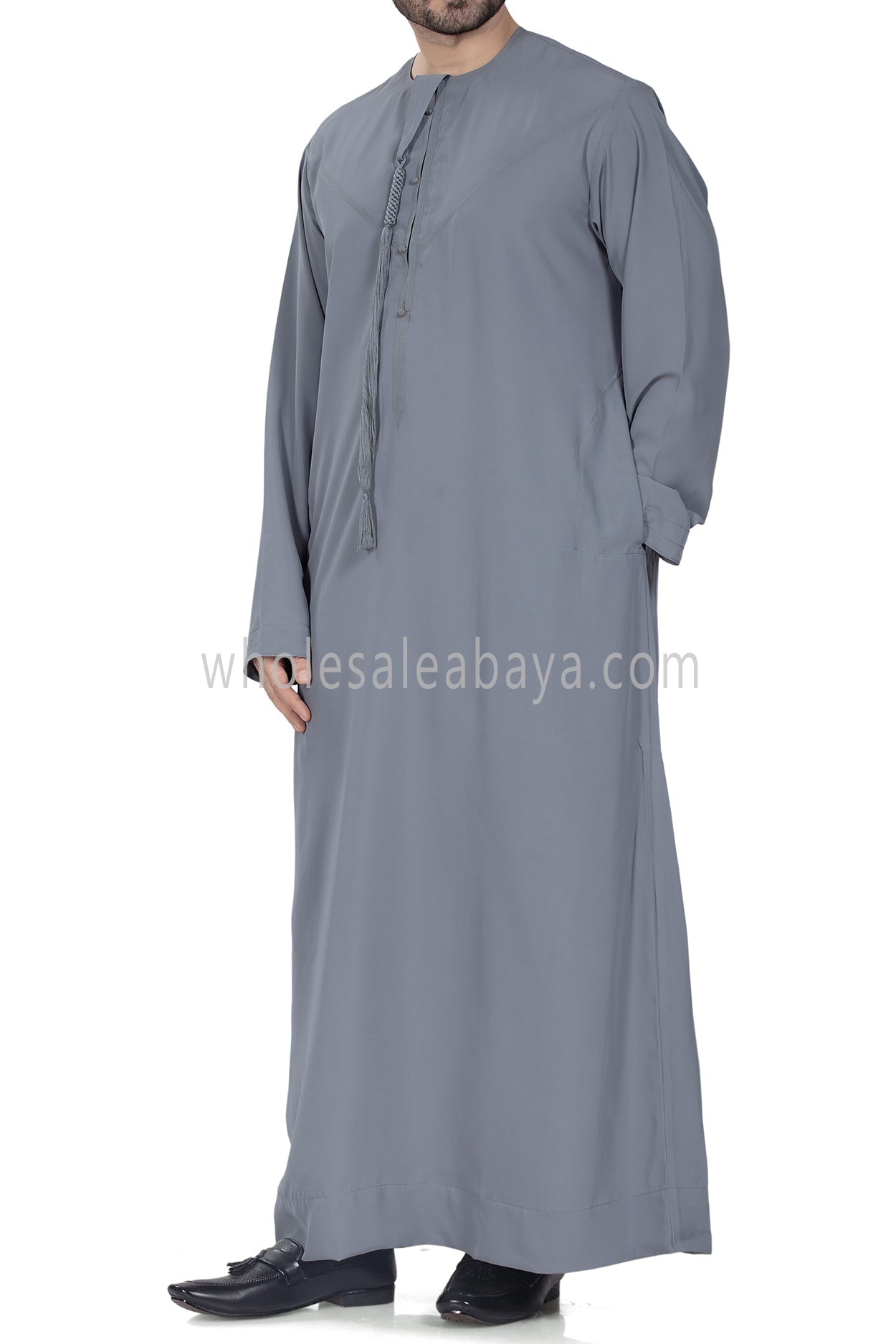 Men's Premium Emirati Thoube  With Zip and Tassel Slate Grey Colour