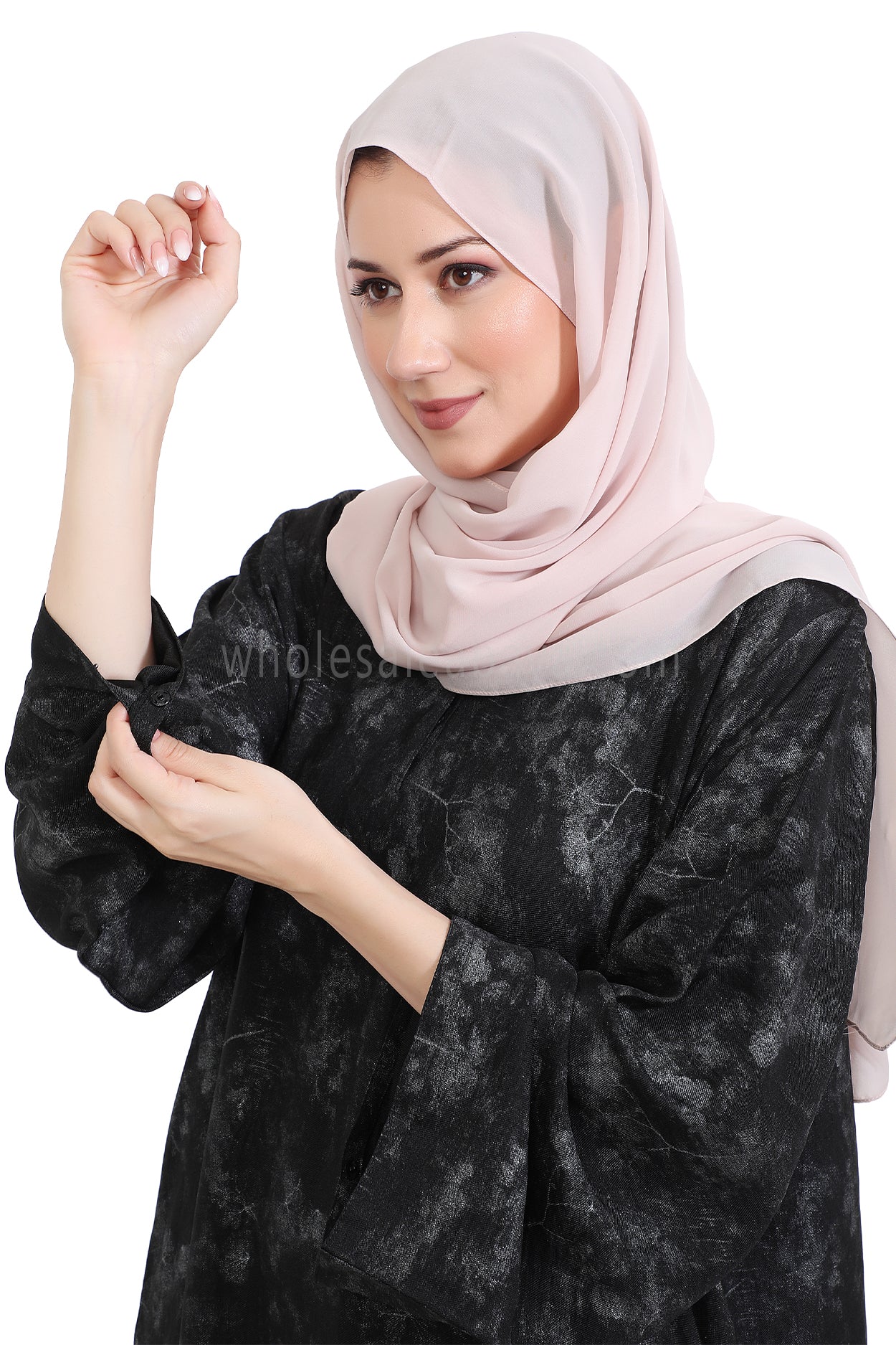 Linen Foil Jacquard Closed Abaya