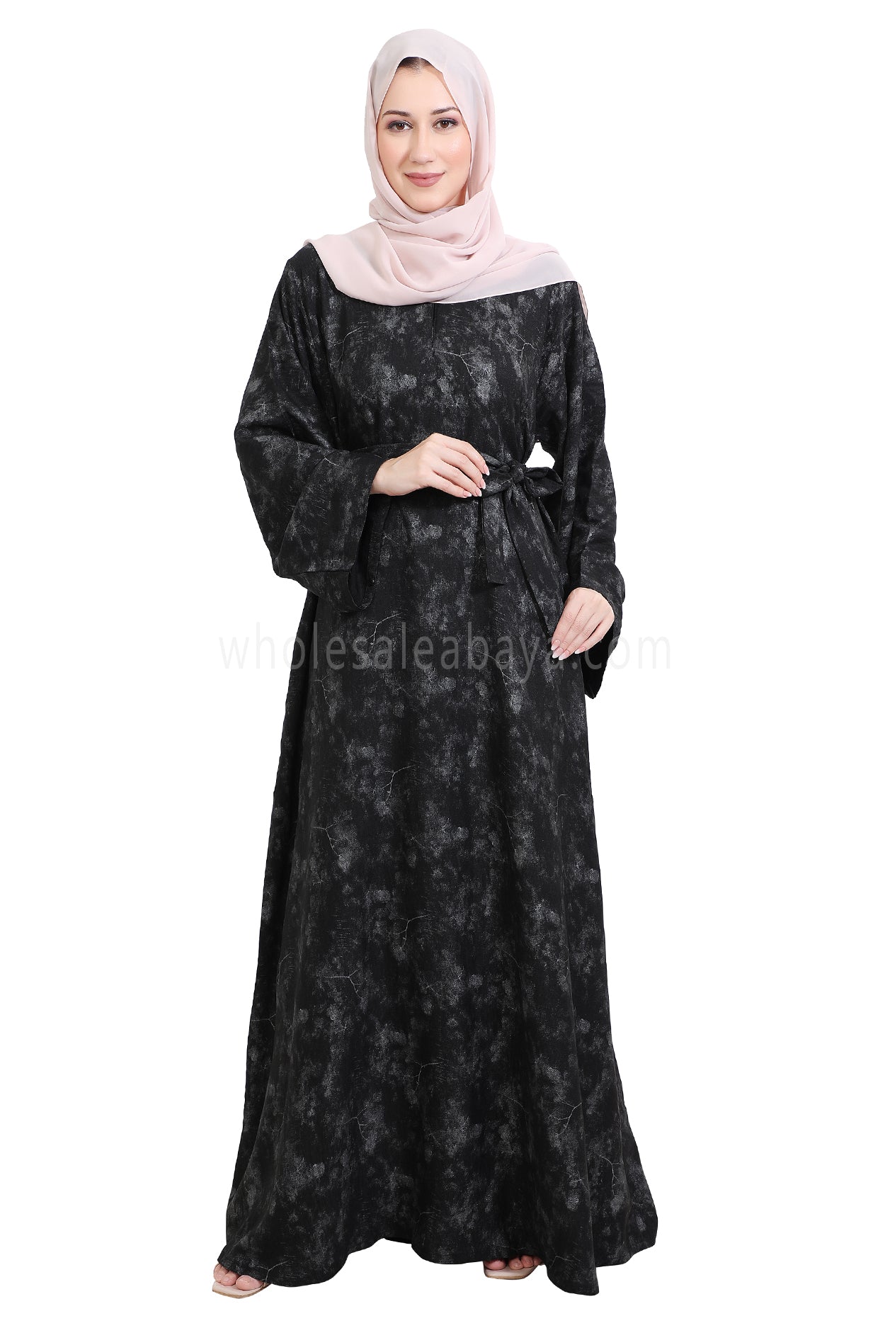 Linen Foil Jacquard Closed Abaya