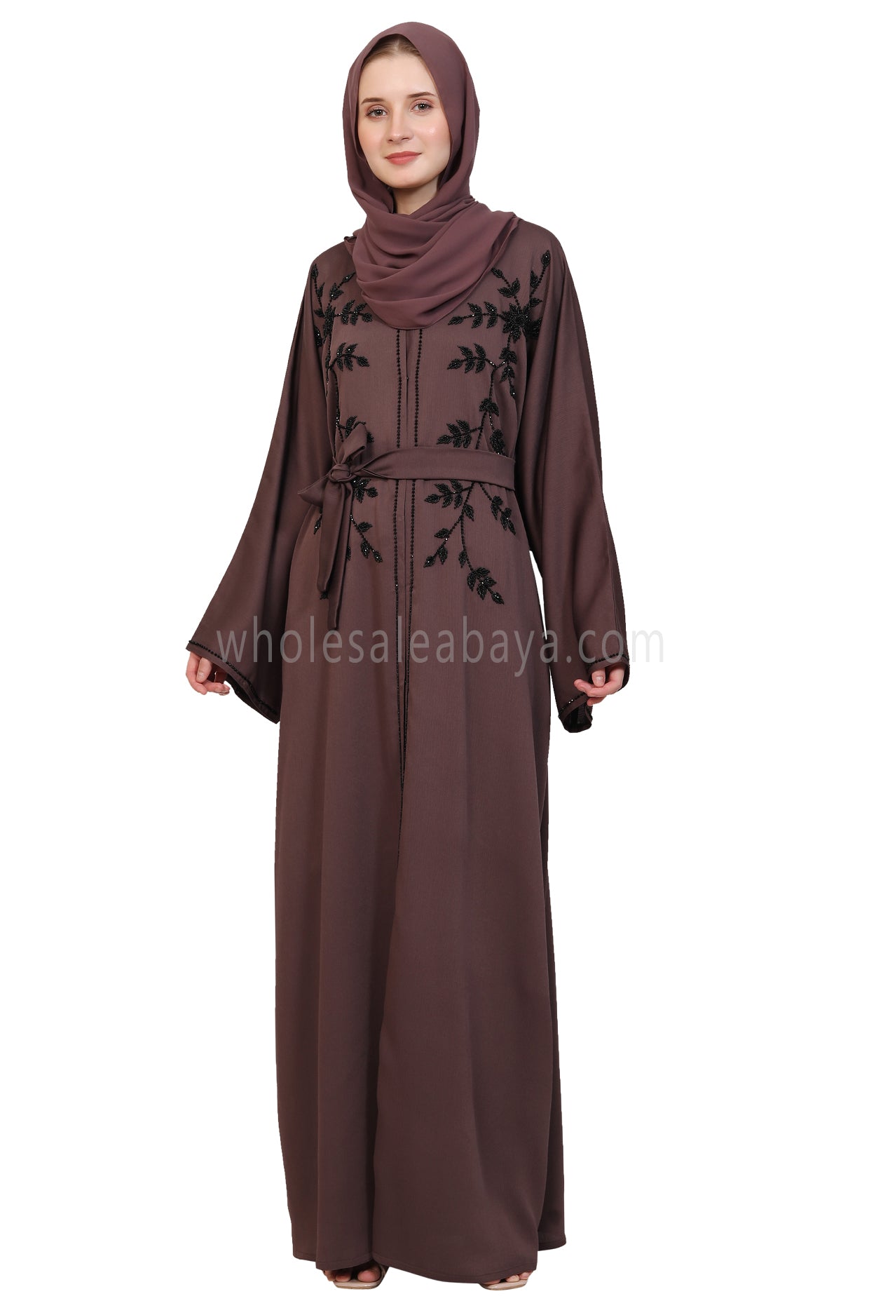 Open Abaya With Front Hand work