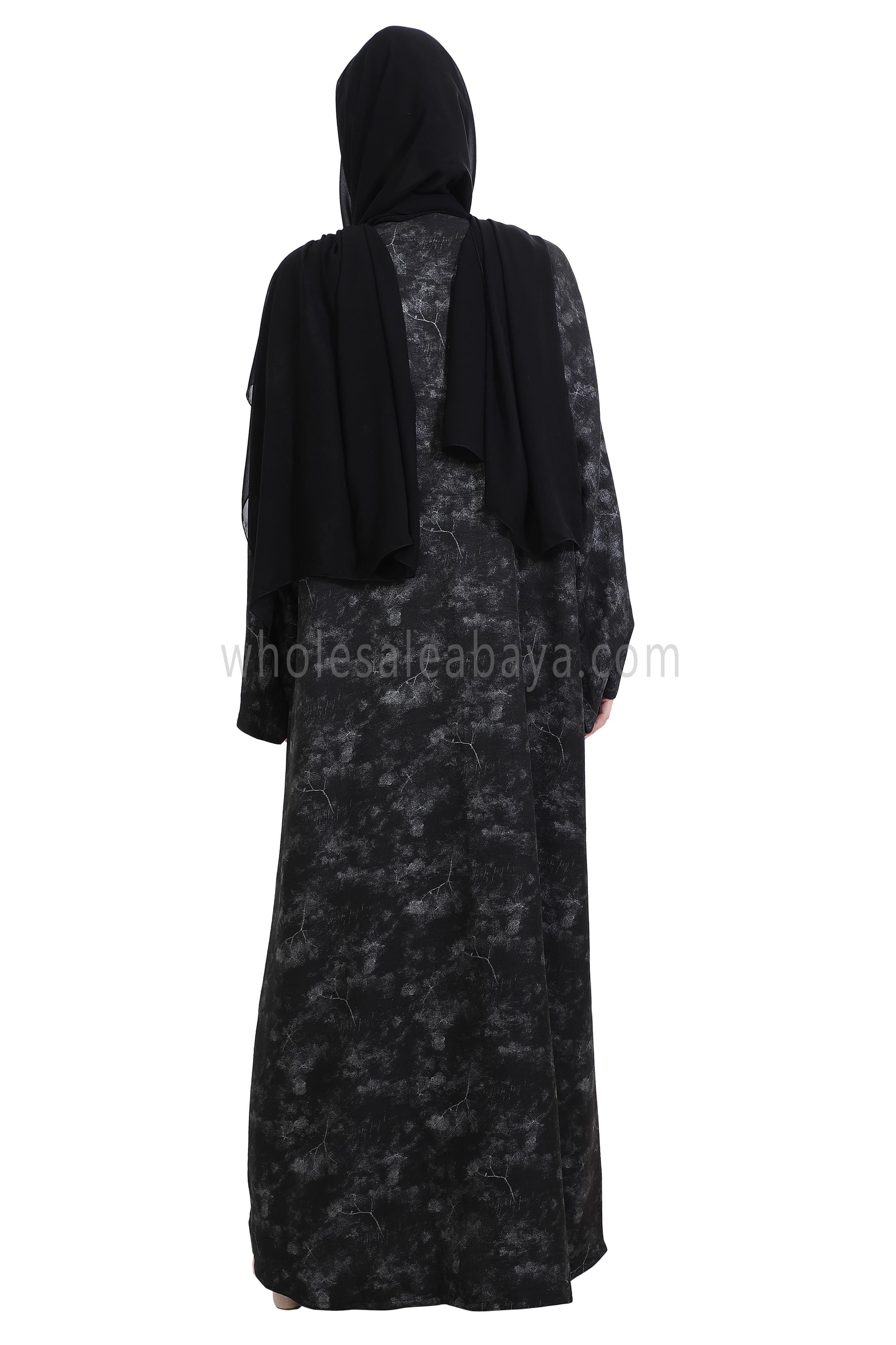 Linen Foil Jacquard Open Abaya