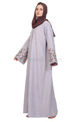 Open Abaya With Embroidered Sleeves 30519