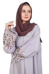 Open Abaya With Embroidered Sleeves 30519