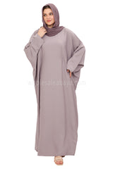 Plain Closed Butterfly Nida Abaya 30520 Lilac Grey