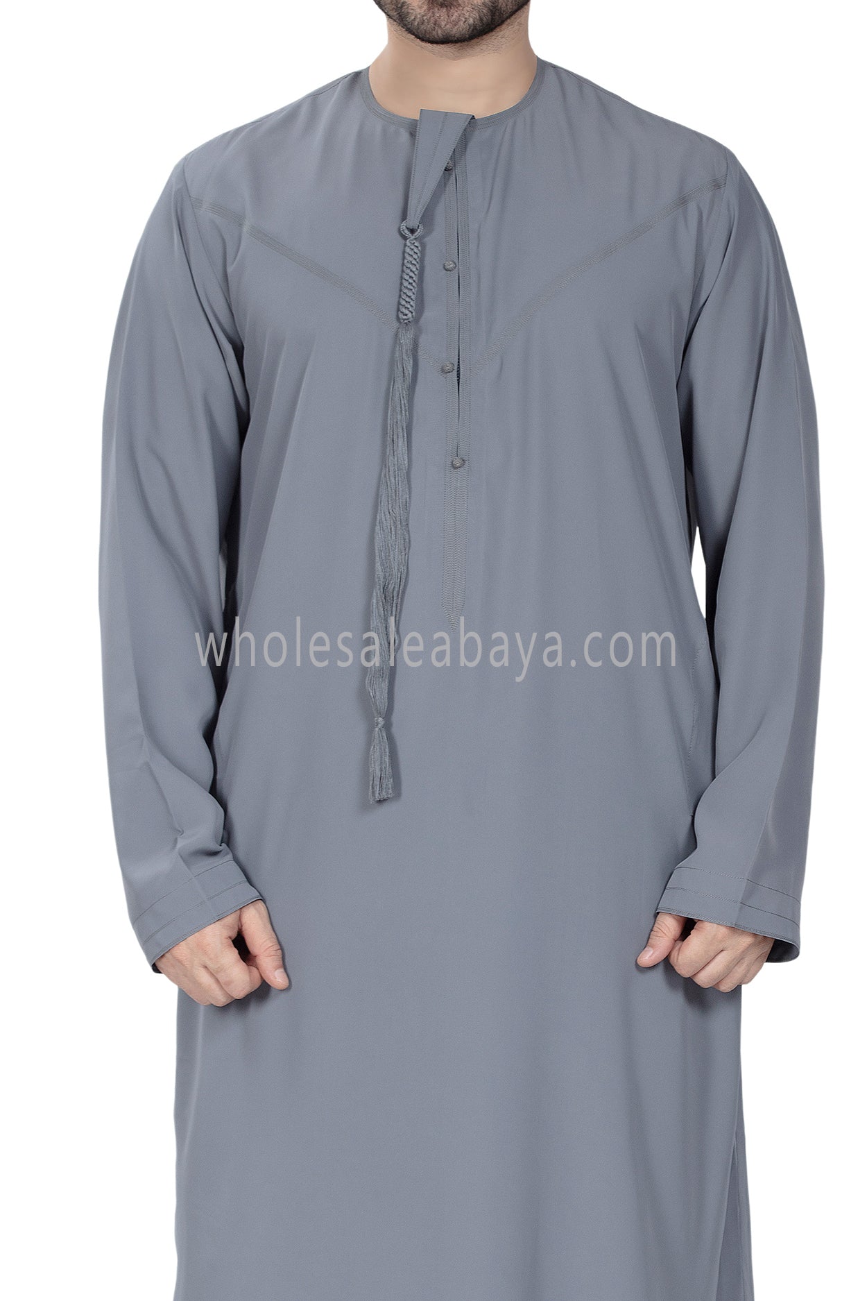 Men's Premium Emirati Thoube  With Zip and Tassel Slate Grey Colour