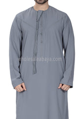 Men's Premium Emirati Thoube  With Zip and Tassel Slate Grey