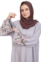 Open Abaya With Embroidered Sleeves 30519