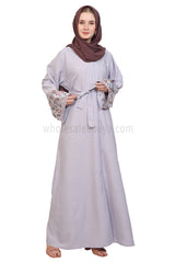 Open Abaya With Embroidered Sleeves 30519