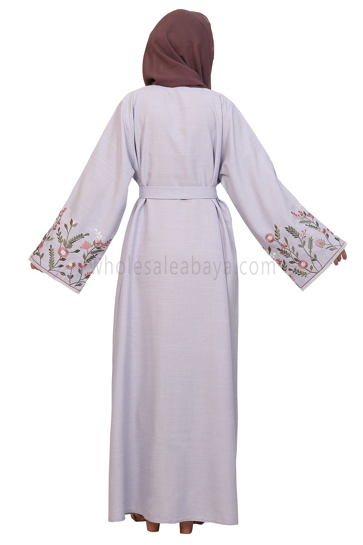 Open Abaya With Embroidered Sleeves 30519