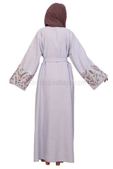 Open Abaya With Embroidered Sleeves 30519