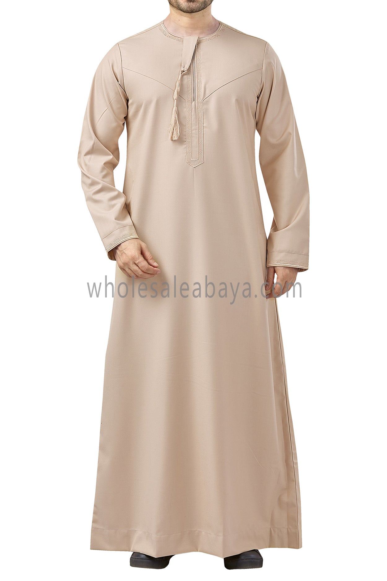 Premium Embroidered Omani Tassel Thoube Cream