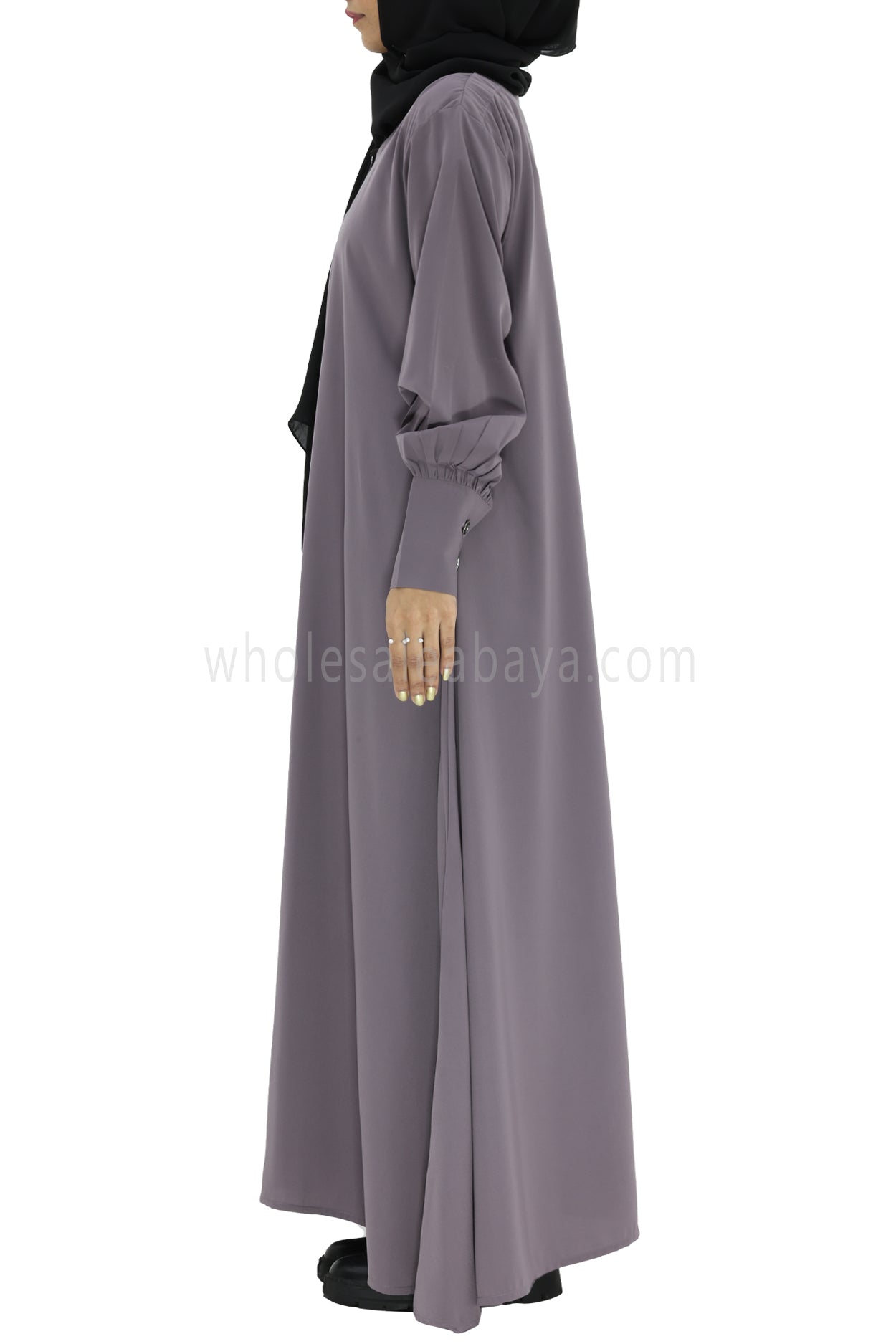 Women's Umbrella Abaya with Cuffed Sleeves Mauve