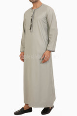 Men's Embroidered Omani Thoube With Tassel 90074 Sand Beige