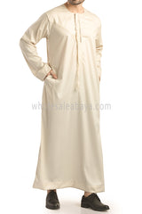 Men's Shiny Omani Thoube with Designer Tassel Cream