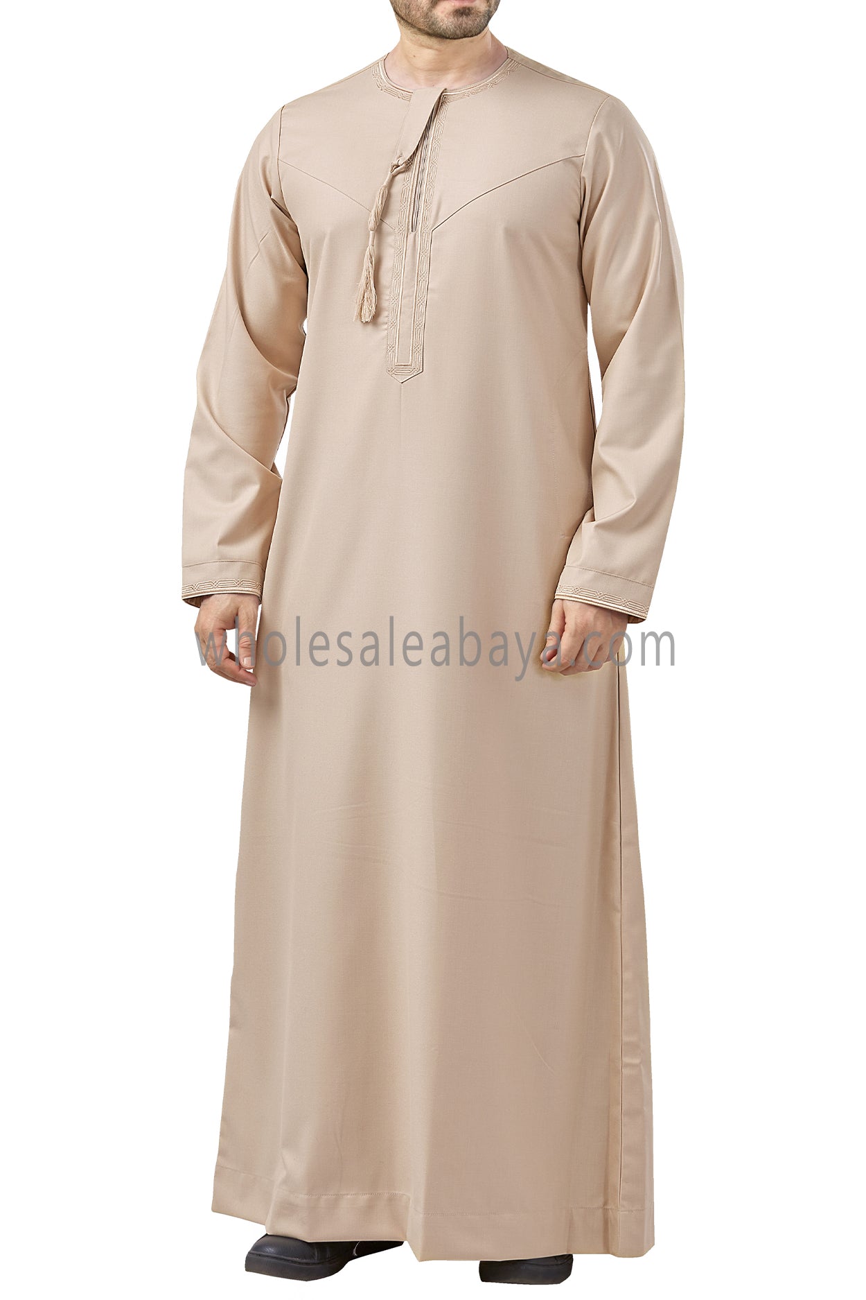 Premium Embroidered Omani Tassel Thoube Cream