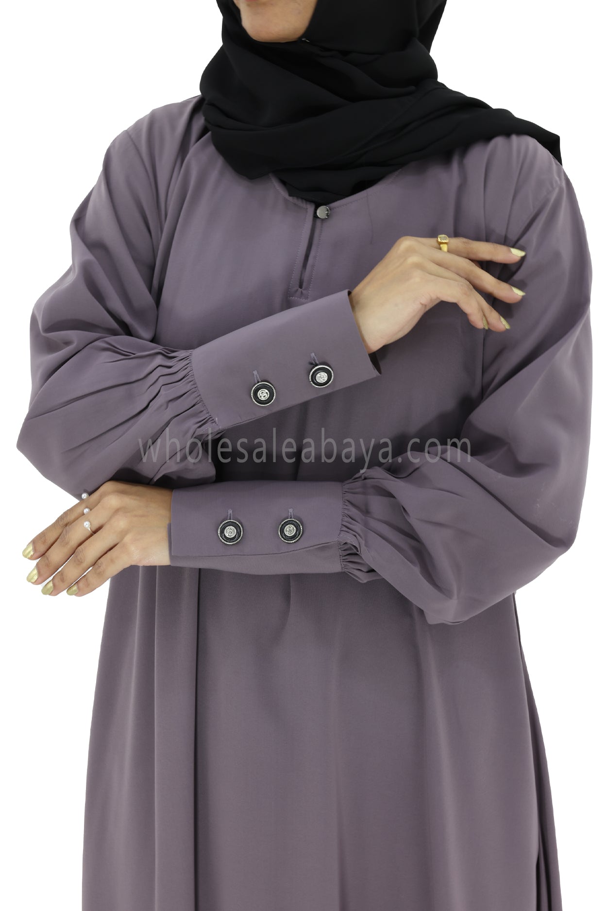 Women's Umbrella Abaya with Cuffed Sleeves Mauve