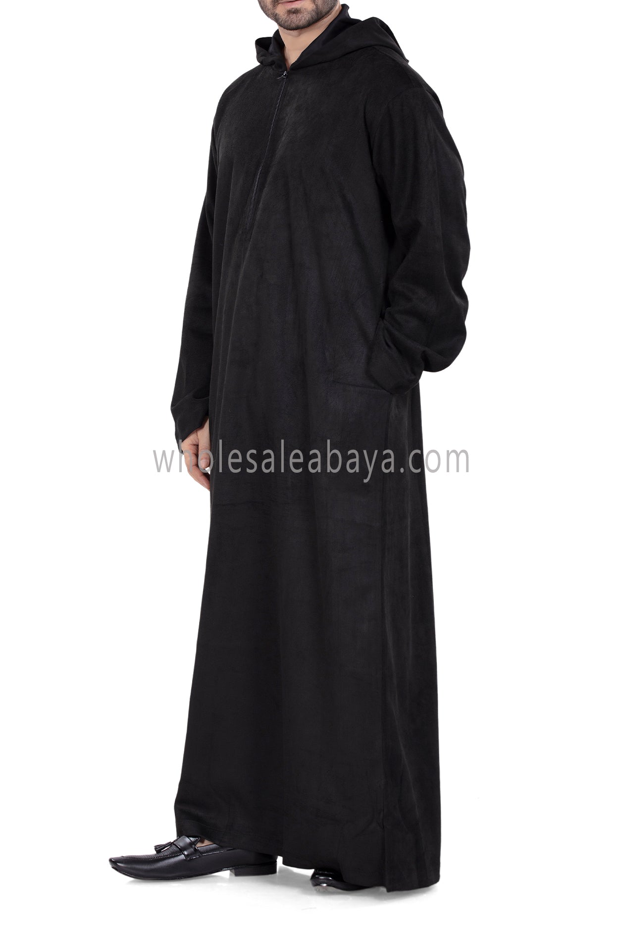 Premium Suede Hooded Thoube 90016 Black