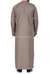 Men's Premium Emirati Thoube  With Buttons & Tassel Stone Beige