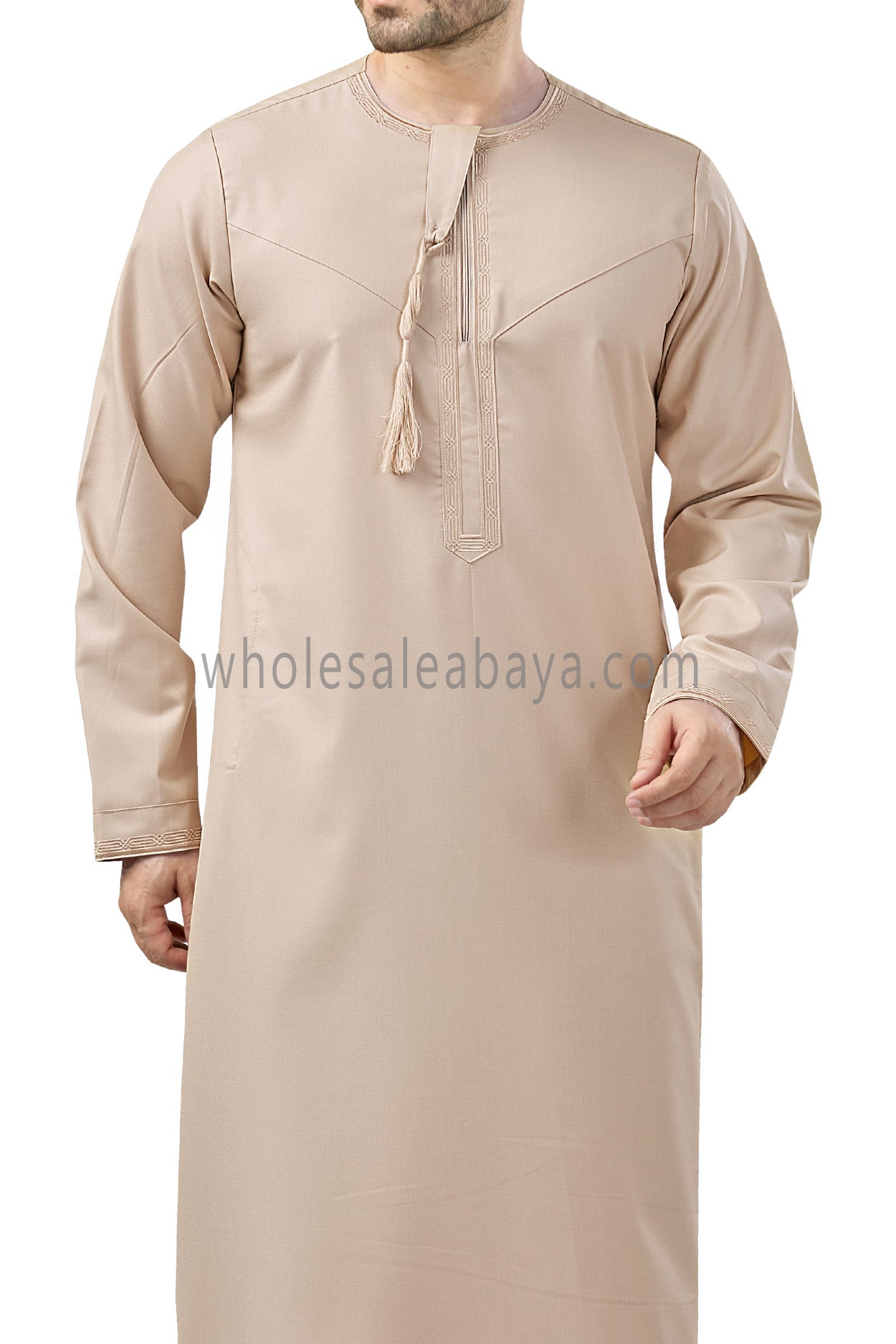 Premium Embroidered Omani Tassel Thoube Cream