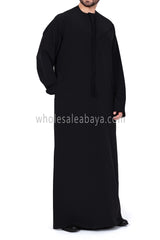 Men's Premium Emirati Thoube  With Buttons & Tassel Black