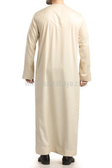 Men's Shiny Omani Thoube with Designer Tassel Cream